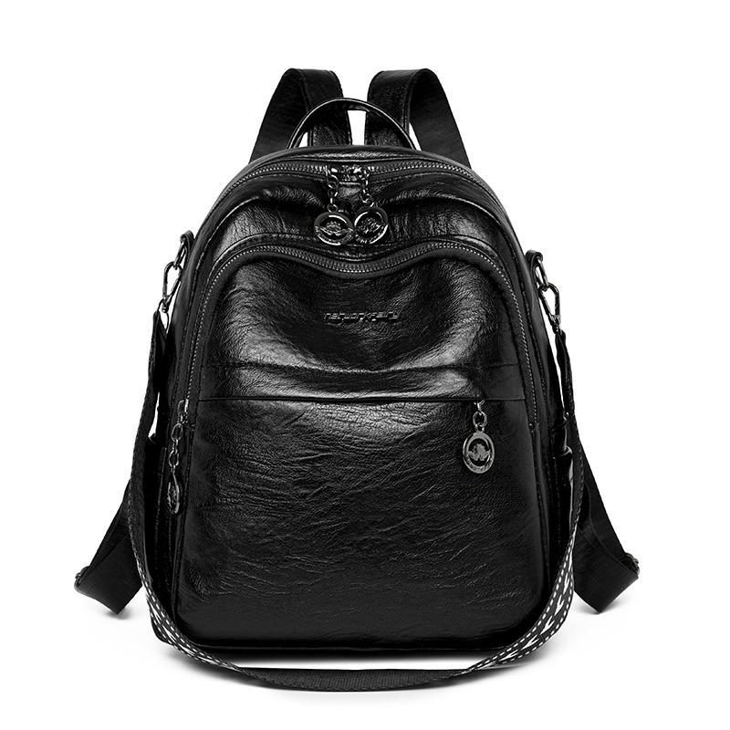 Soft Leather Backpack Women's Large Capacity Backpack Travel Bag