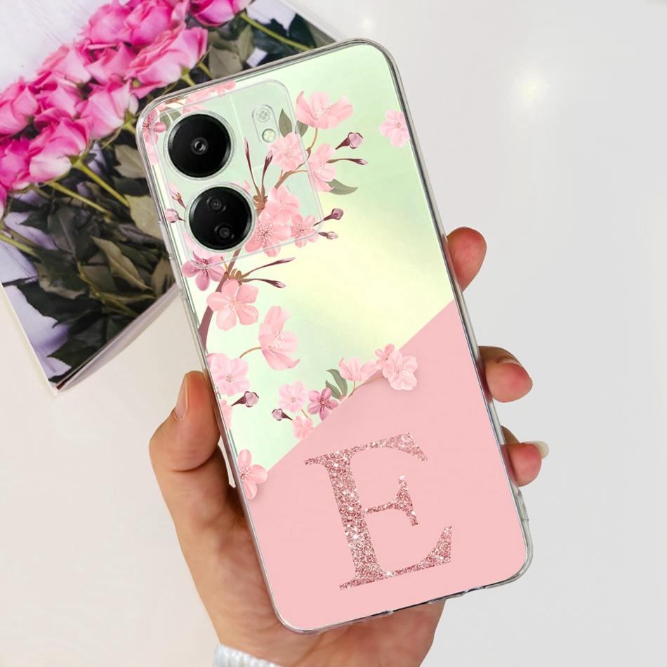 For Xiaomi Redmi 13C Case Redmi 13C 2023 Fashion Initial Letter Soft Silicone TPU Phone Cover For Redmi13C 13 C 4G