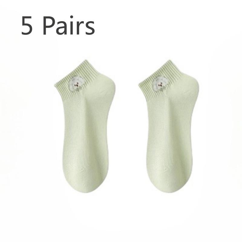 5 Pairs of Women's Summer Thin New Pure Cotton Anti Odor Short Boat Socks