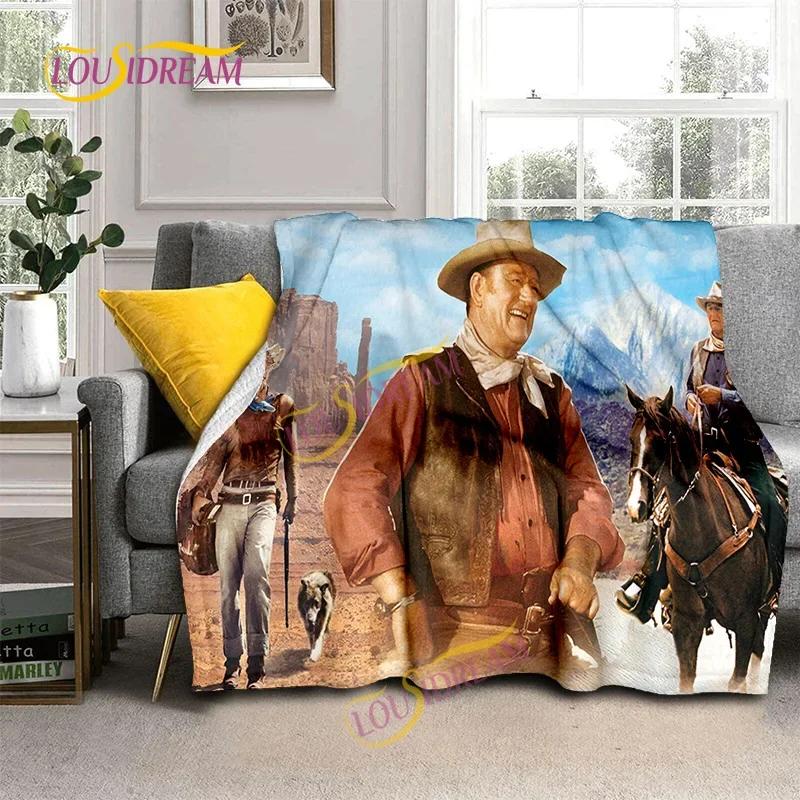 John Wayne Blanket Super Soft 3D Printed Famous Cowboy Actor John Wayne Flannel Blanket Home Bedroom Washable Warm Lazy Blanket