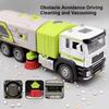 1:50 Electric Vacuum Cleaner Sweeper Garbage Truck Model Toy Alloy Diecast Light Sound Engineering Vehicle Gifts for Children