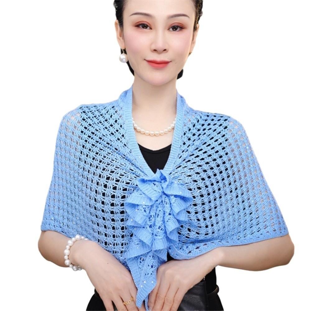Front Buckle Design Cutout Wrap Sparkly Design Ice Silk Wrap Triangle Shawl Travel