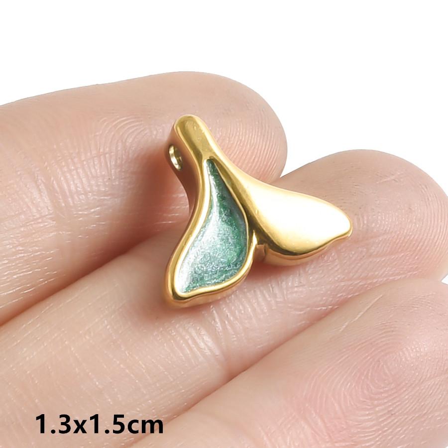 Marine Life Pendant Blue/Green Enamel Charm Fish Tail Sea Turtle Animal Stainless Steel Charms For Jewelry Making Supplies Bulk