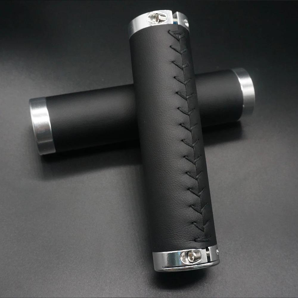 Bicycle Leather Handlebars Shock-absorbing Dead Fly Folding Bike Scooter Handlebars Hand-sewn Handlebars PU Leather Retro Grips