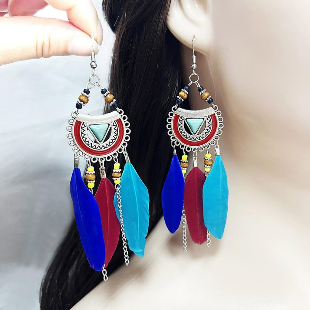 Elegant Feathers Drop Earrings With Moving Tassel Design Perfect For Parties And Daily Wear