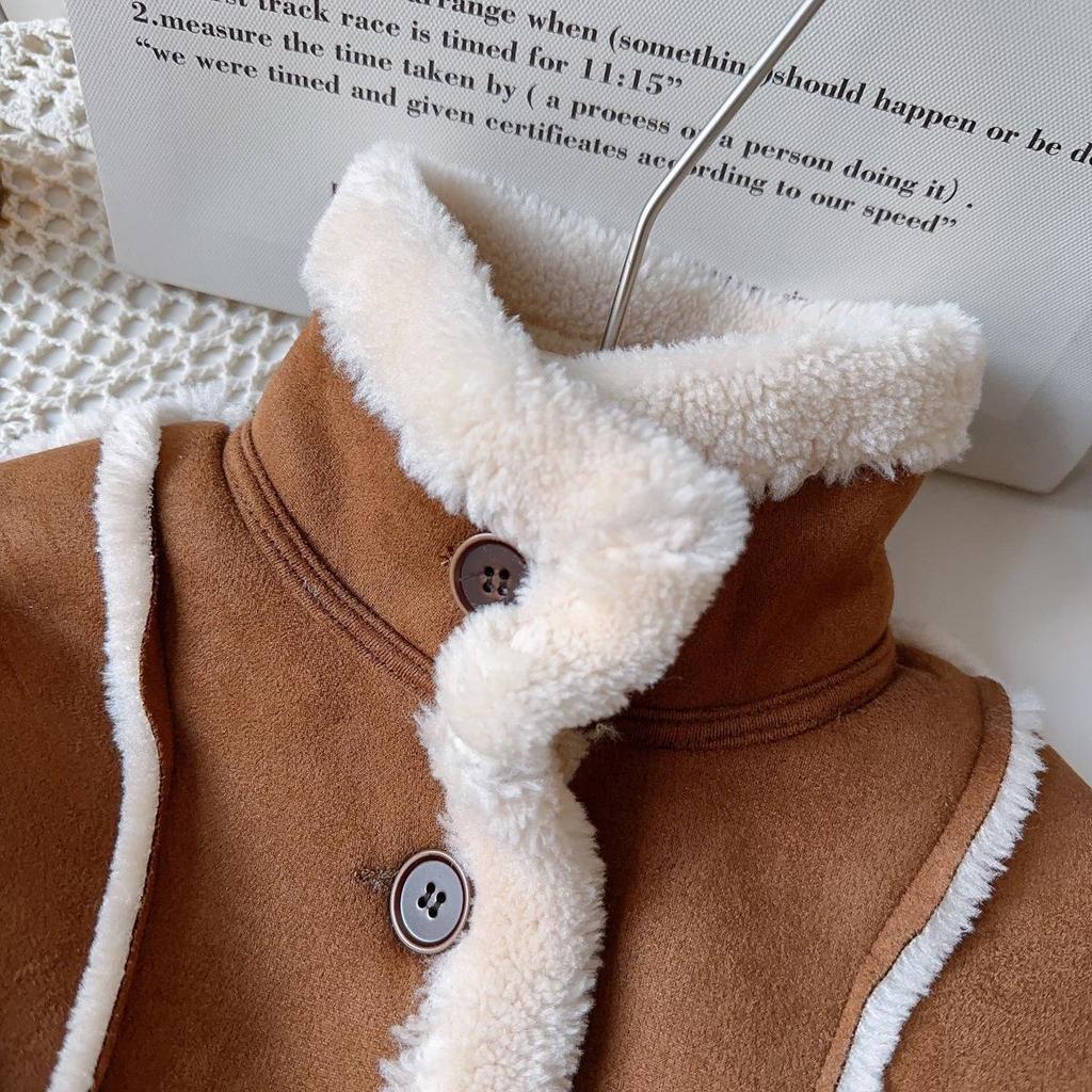 Chicker Koreanischer Wintermantel für Mädchen - Mit Fleece gefüttert, Pelzbesatz, Verdickt, BWB089