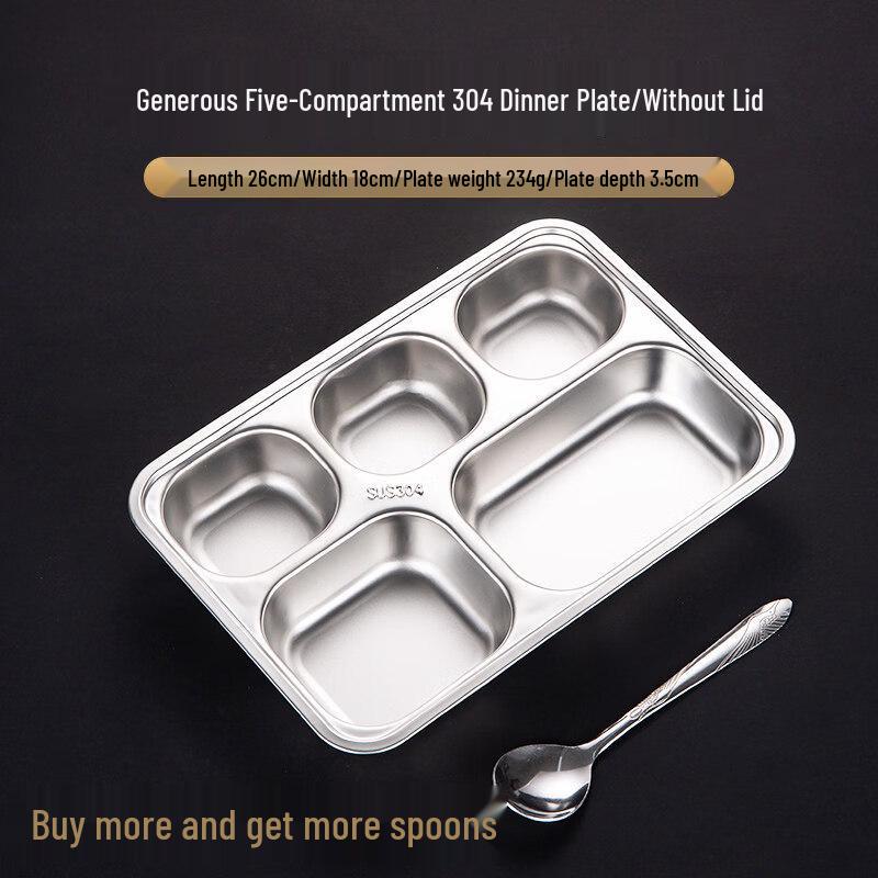 304 Stainless Steel Divided Lunch Tray