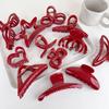 Red Series Geometry Hair Claw For Women Girls Elegant Hairpins Shark Clips Crab Barrettes Fashion Hair Accessories