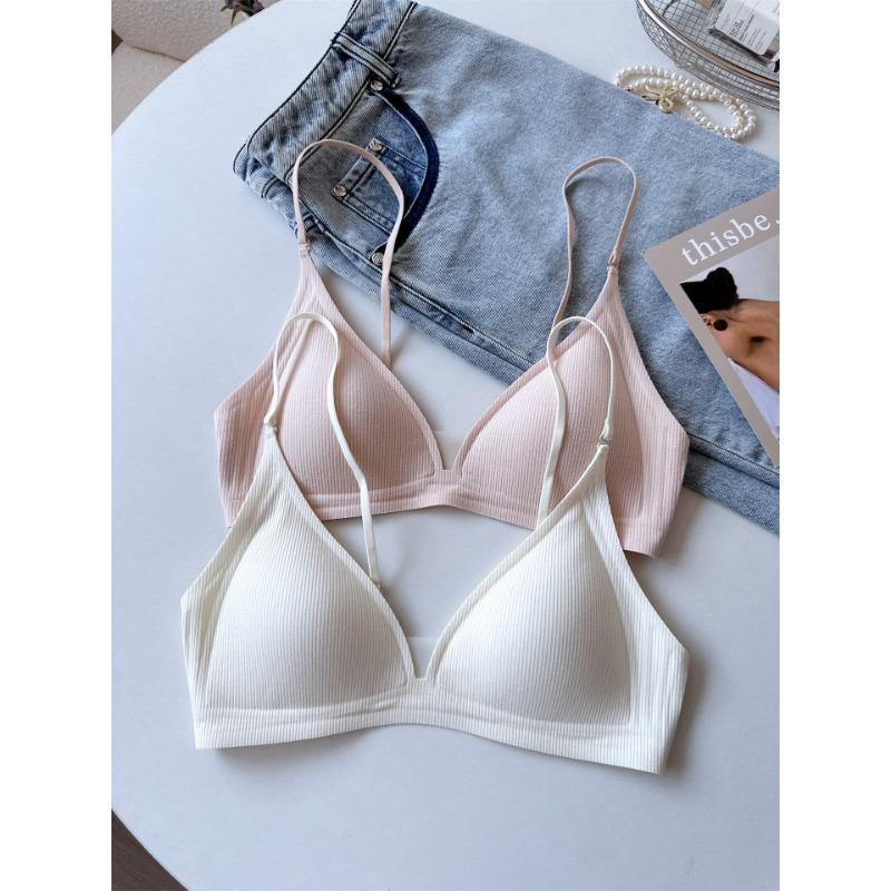 Women Sexy Deep V Mesh Neckline Backless Wireless Thin Triangle Cup Beauty Back Bra