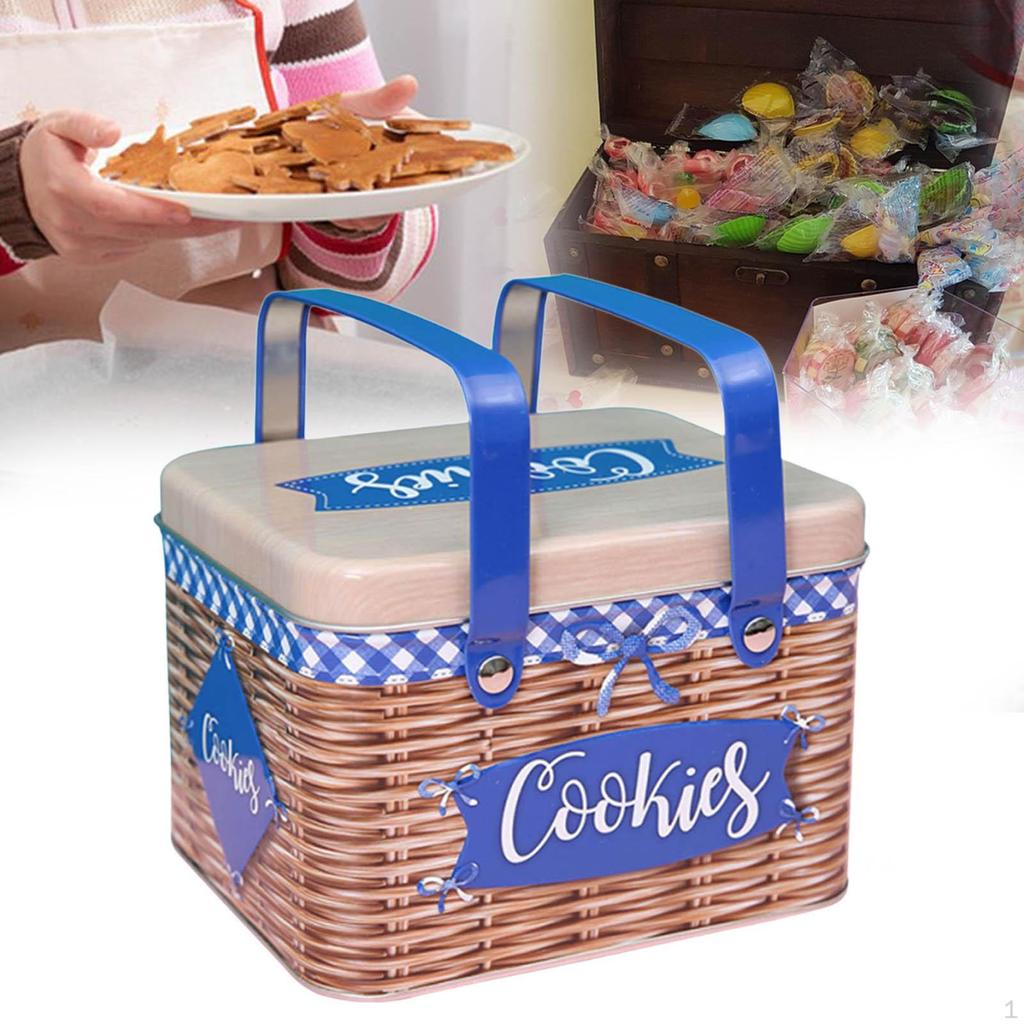 Cookie Tin Candy Box Countertop Treats Decorative Metal Snack Jar Storage Container for Food Tea