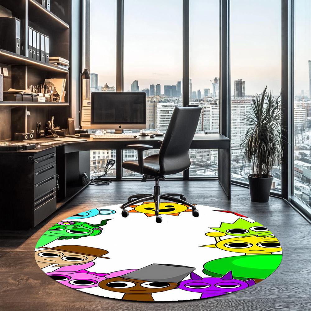 Sprunki Printed Round Rug Carpet Chair Rug Area Rug Entryway Doormats,for Office Chair Living Room Bedroom Kitchen Room.