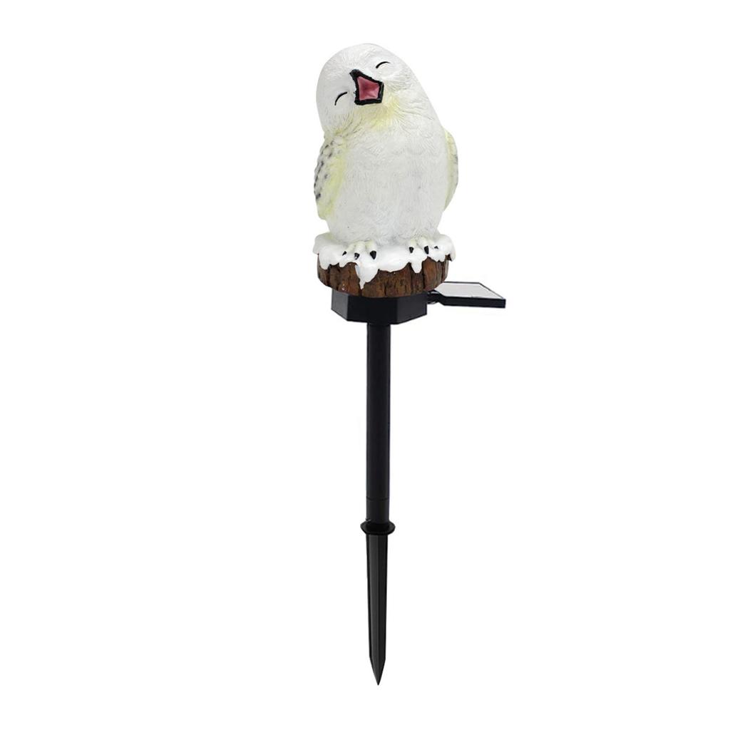 Snowy Owl Stake Lamp Solar Resin Waterproof Decorative LED Lawn Light for Outdoor Garden Patio