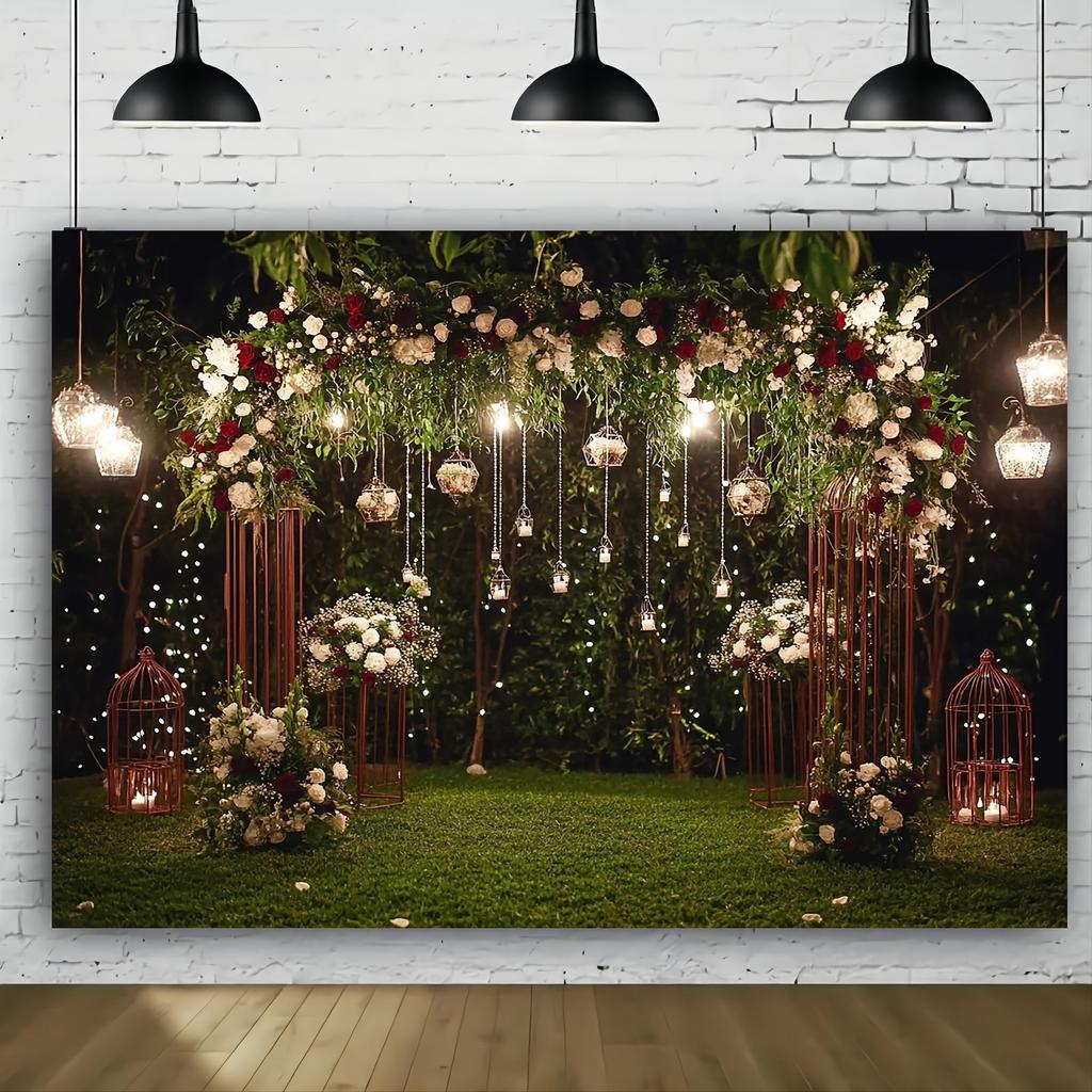 1 Romantic Garden Wedding Background - Suitable for Weddings Anniversaries and Festival Decorations Party Decorations