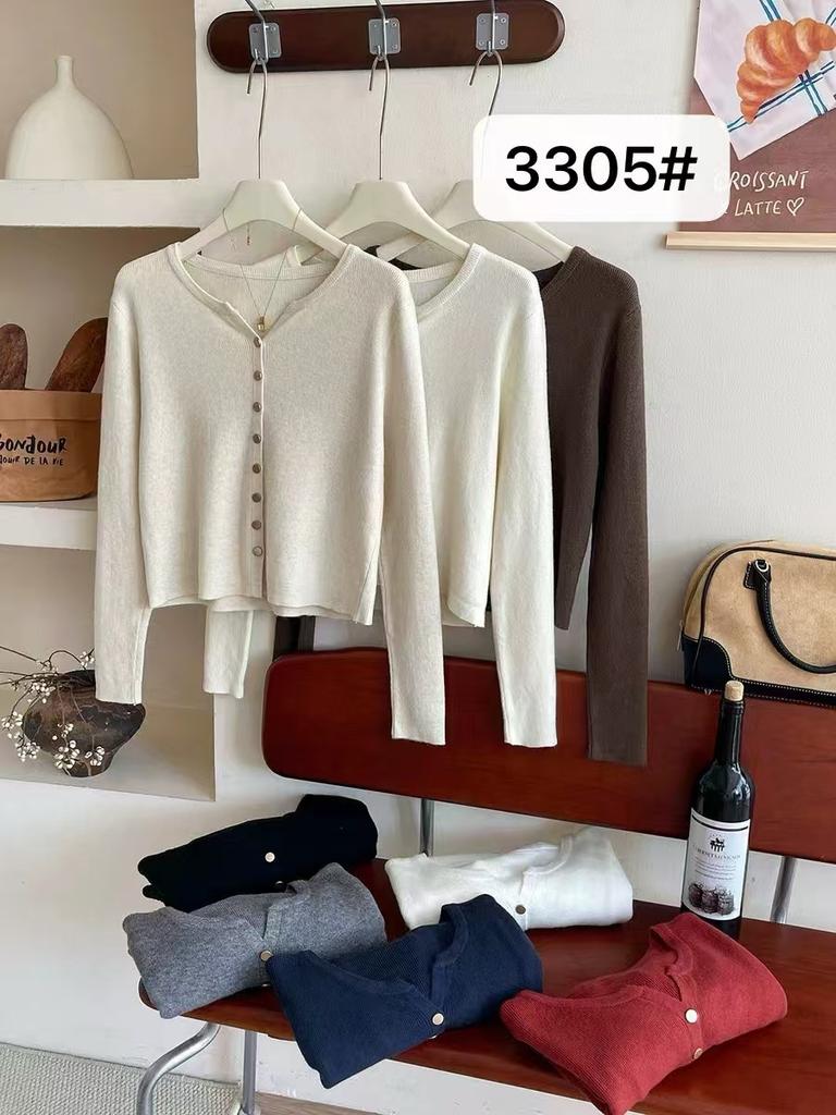Korean Chic V-neck Knitted Cardigan Autumn and Winter Temperament Bottoming Top Women's Threaded Single-breasted Outer Long-sleeved Sweater