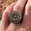 Viking Compass Ring For Men Norse Rune Stainless Steel Biker Jewelry Punk Fashion Gift Ring Size 7-13