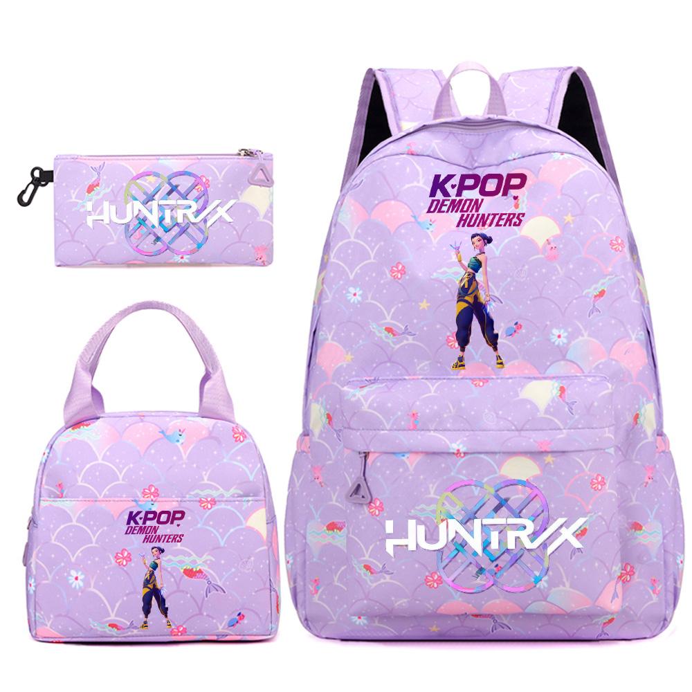 3Pcs/set Cute Kpop Printed Backpack Handbag Pencil Case for Teenger Student Girl Boy Schoolbag Kid Bookbag Large Capacity Travel Bag Gift Mochila
