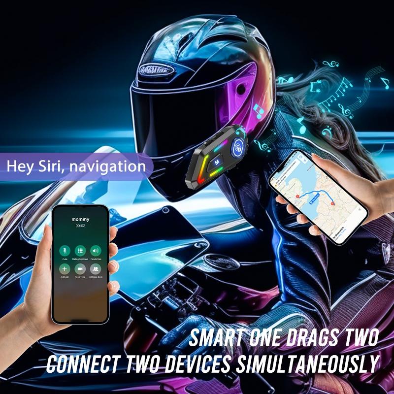 Wireless Motorcycle Helmet Intercom 1000mAh Battery 48H Talk Time Waterproof