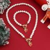 Jewelry personalized fashion OT buckle ins style necklace, snowflake Christmas tree geometric imitation pearl necklace for women