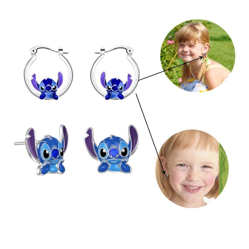 Stylowe i Urocze Kolczyki Sztyfty z Kreskówką Stitch Dla Dzieci i Dorosłych