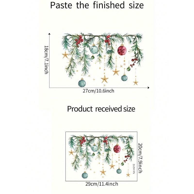 Christmas Festive Toilet Lid Decal With Pine Garland Berries And Baubles Christmas Series Toilet Stickers PVC Self-Adhesive Christmas Wreath Stic