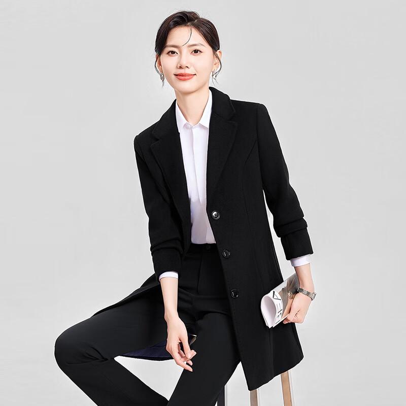 Professional Wool-Blend Mid-Length Uniform Coat