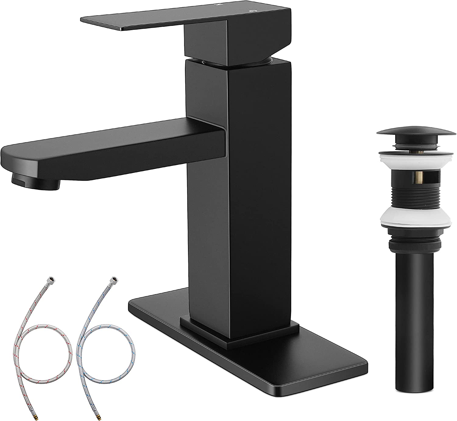 

304 Stainless Steel Square faucet Cold and Hot Bathroom Washbasin Countertop Basin Washbasin Faucet Fashionable Easy to Inst чёрный