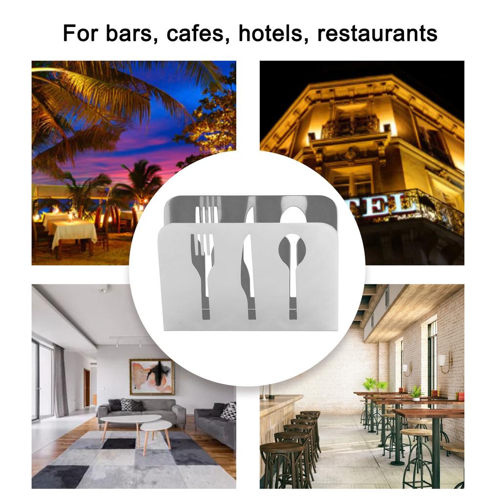Napkin Holder Unique Knife Fork Cutout Pattern Anti Slip Upright Metal Napkin Holder for   Restaurants Hotels
