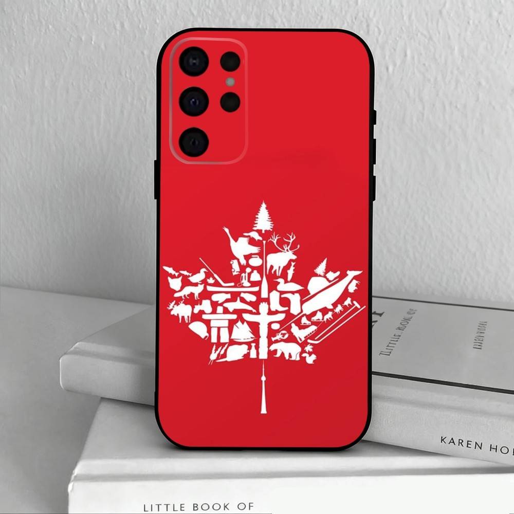 C-Canadian Flag Wallpaper  Phone Case For Samsung S25,S24,S21,S22,S23,S30,Ultra,S20,Plus,Others Soft Black Case