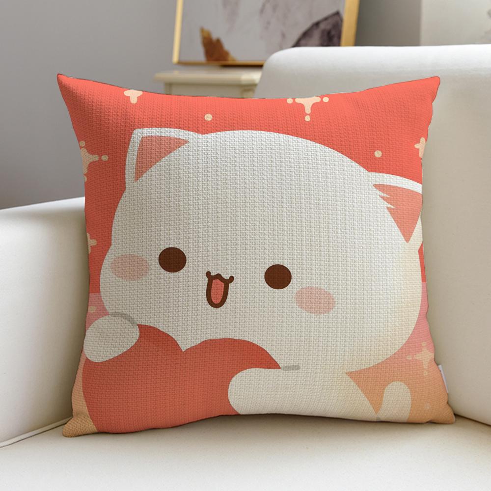 Squishy MMochi CatS Cushion Cover Breathable and skinfriendly linen pillowcase square removable and washable cushion
