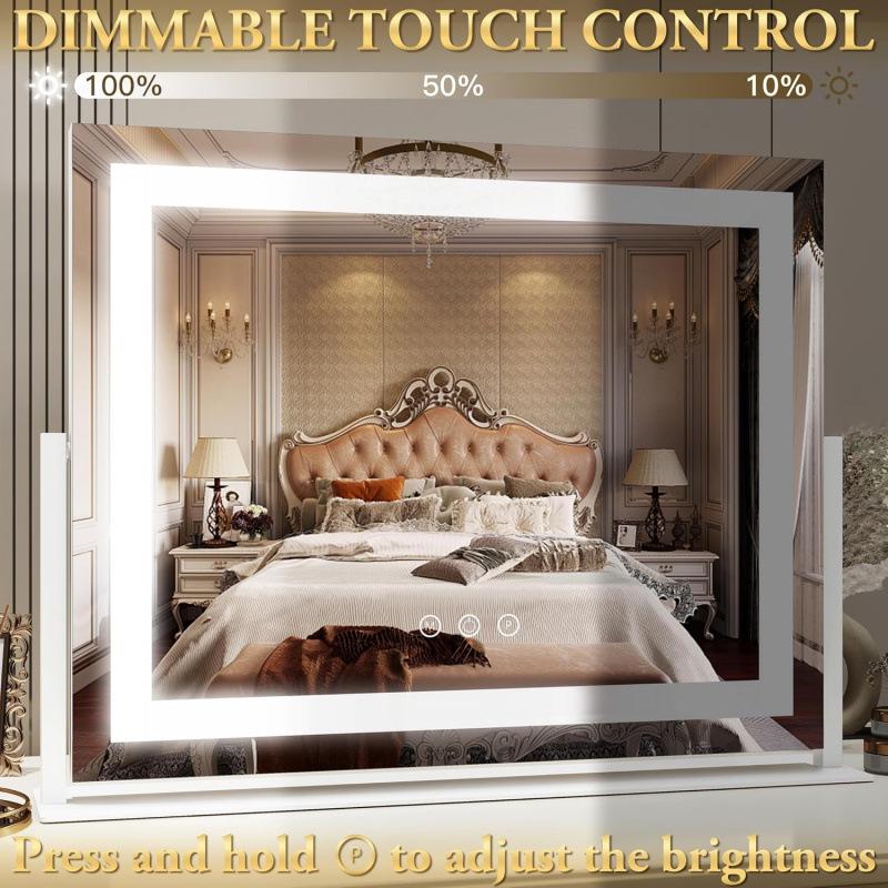 USB Smart Touch Square LED Makeup Mirror with Three-Color Dimmable Lighting 405*305*200mm белый