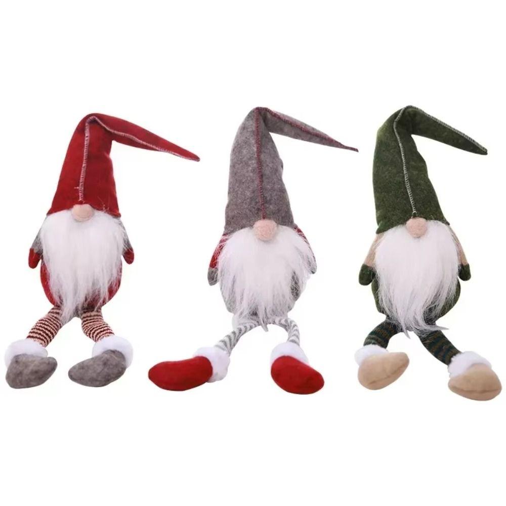 Cartoon Long-legged Christmas Doll Mini Knitted Christmas Figurine Garden