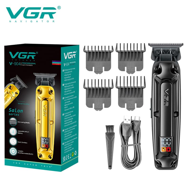 

VGR V-904 Metal Housing Hair Cutting Machine Cordless Professional Oil Head Clipper Clipper Carved Hair Trimmer for Men with LED Digital Display чёрный