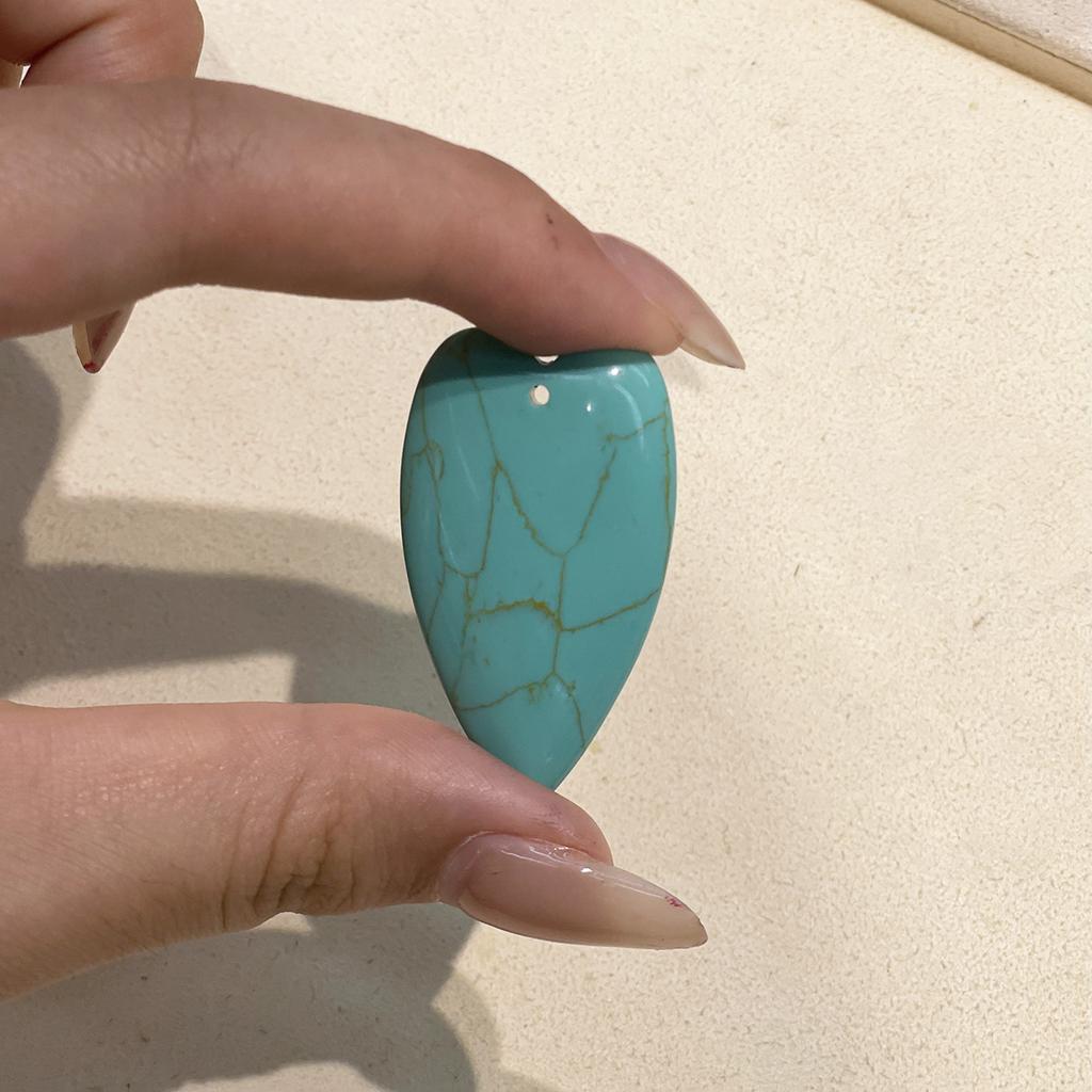 1Pc Natural Stone Elongated Heart Pendant 24×40mm Single Hole Gemstone Charm For DIY Necklace Jewelry Making