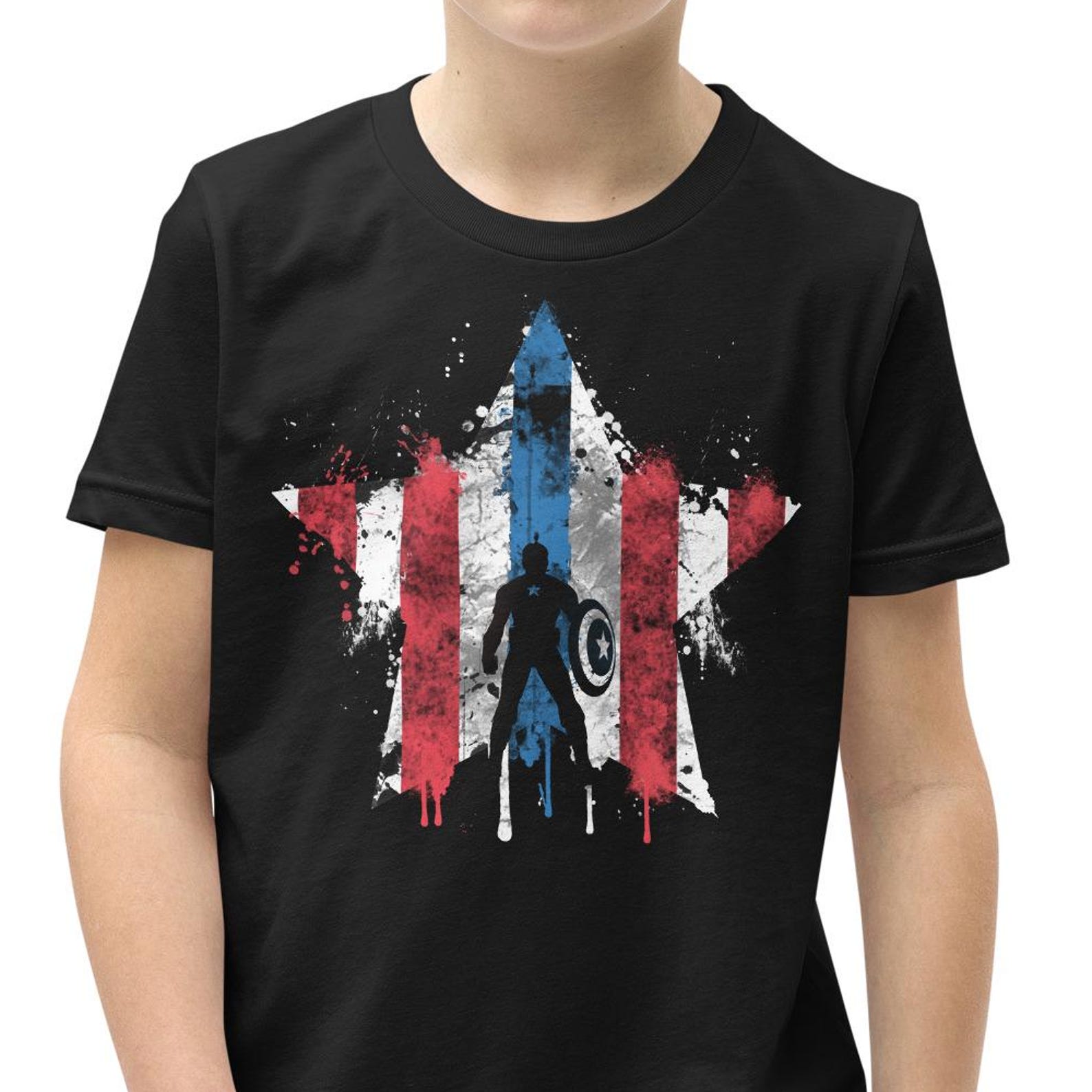 Captain America, Youth Short Sleeve T-Shirt 4XL