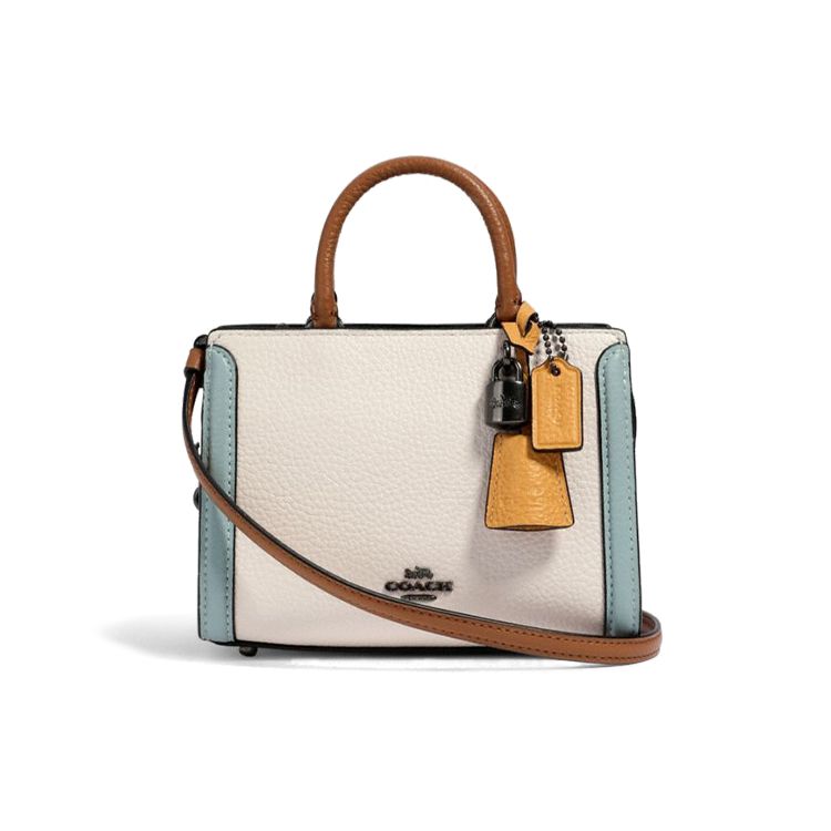 

Coach Zoe 16 Color Block Leather Tote Shoulder Crossbody Bag Mini Women Bags 1426-QBCAH Basic Set (Bag+Dust Bag)