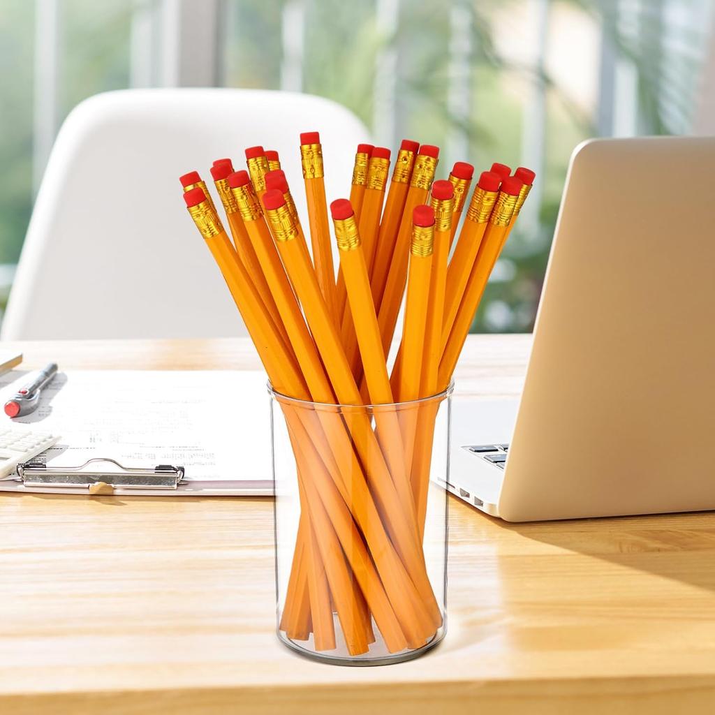 20pcs Clear Acrylic Pen Holder Makeup Brush Round Pencil Holder for Desk Pen Cups Desk Organizers and Storage Desktop Stationery
