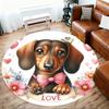1pc Dachshund Love Pattern Office Round Rugs, Under Chair Round Rugs for Living Room, Bedroom, Bathroom Decoration Carpet 091863