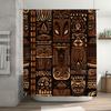 Exotic Style Tribal Bath Shower Curtain Decorative Waterproof Fabric Home Decor Bathroom Hanging Liner Brown, Black Gold Abstrac