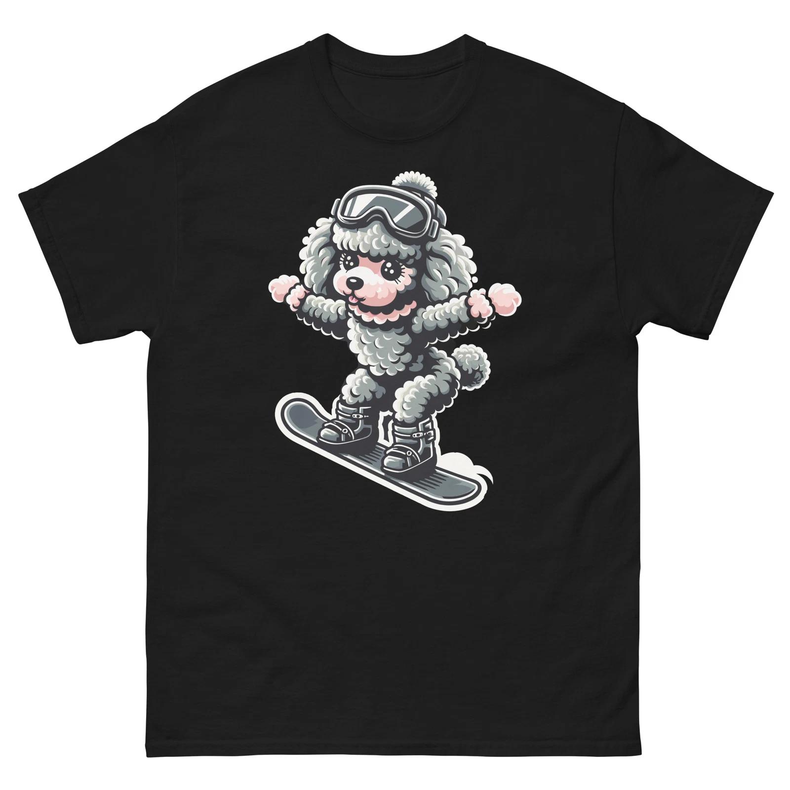 Poodle Dog Snowboarding Fun Snowboard Design T-Shirt XL