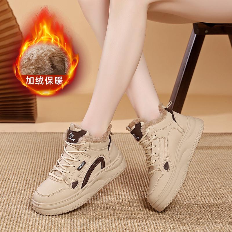 

2025 winter new thickened fleece snow cotton boots female students high-top board shoes fleece warm cotton shoes XM-SH907 40