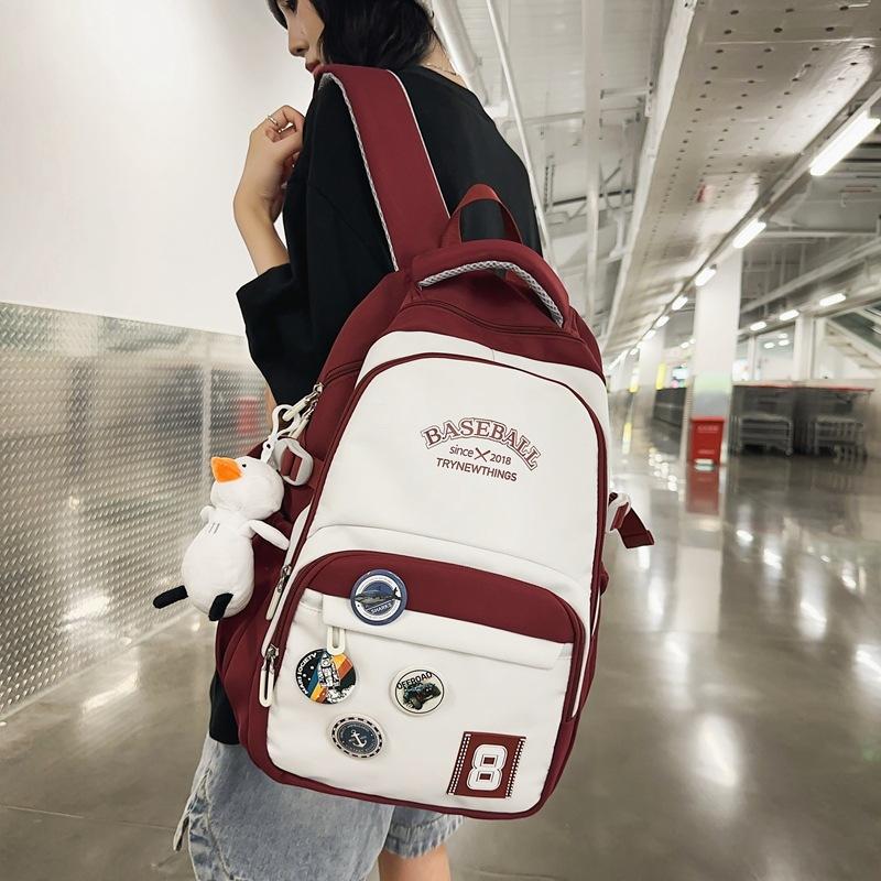 Simple and Versatile Schoolbag Female High School Student Junior High School Student Backpack Male Large Capacity Travel Backpack Tide