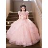 Girls Princess Dress Pink Formal Gown Pageant Piano Performance Kids Party Wear