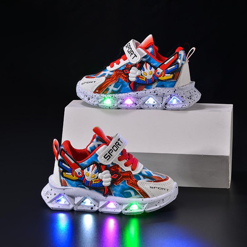 Luminous Leather Children's Running Shoes with Cartoon Design for Boys - Spring & Autumn Style 025