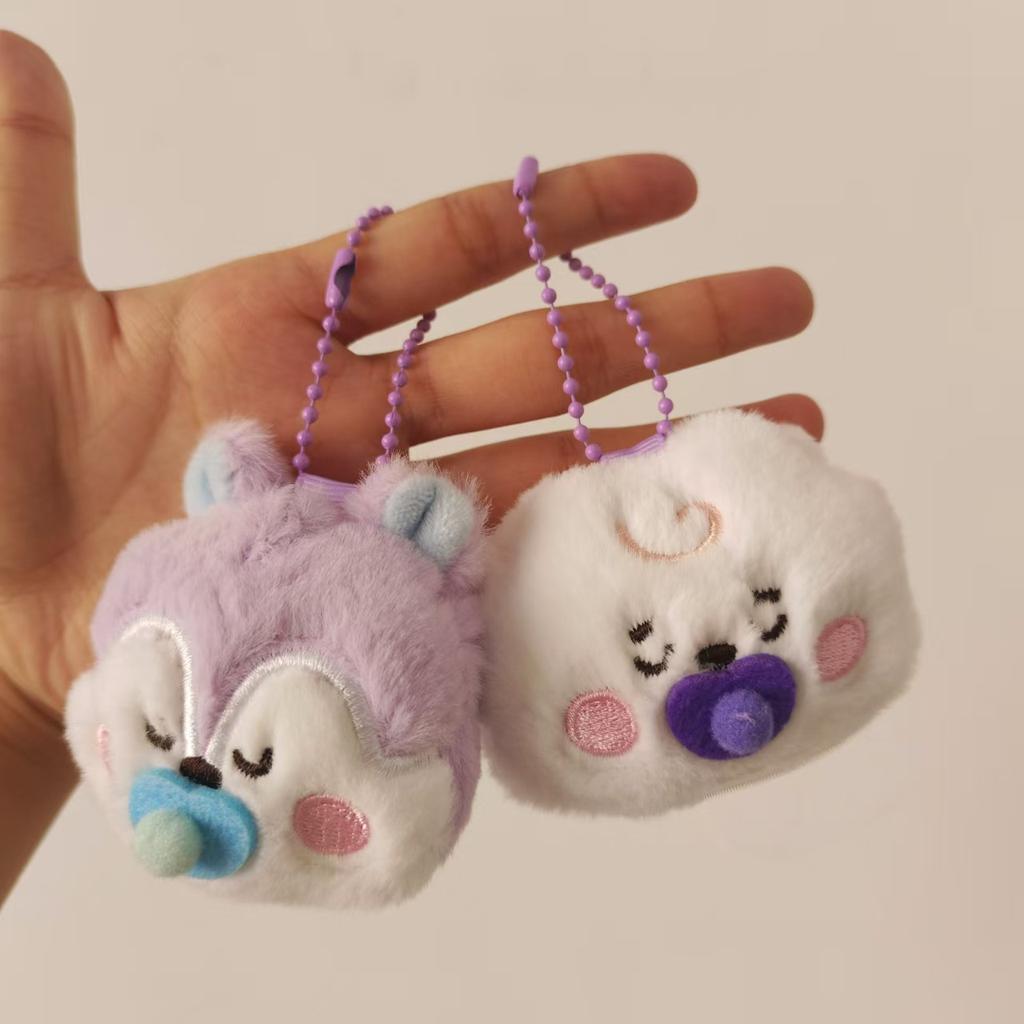 6Cm Small Animal Dog Keychain Bag Pendant Pacifier Doll Hanging Ornament Plush Plaything Rabbit Keyrings Gifts