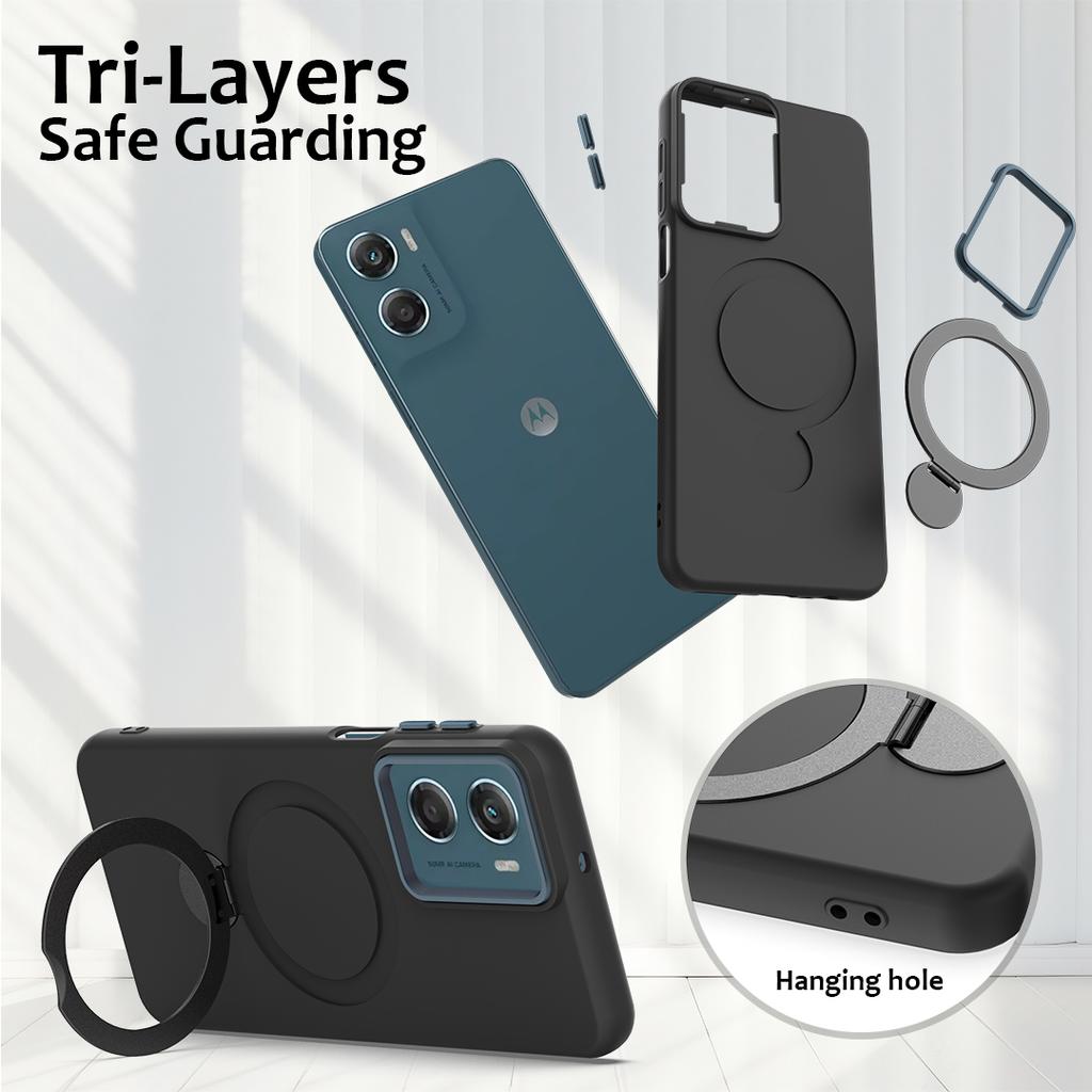 Für Motorola Moto G06 Power 4G/Motorola Moto G06 4G Magnetische Hülle mit drehbarem Ringständer TPU + PC Rückseite