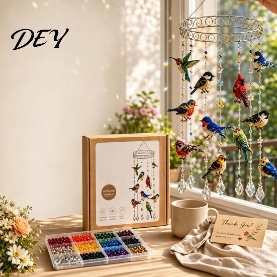 Modern Minimalist Patio Decor Graceful Bird Wind Chime, Stained Outdoor Sun Catcher Windchime, Colorful Yard Dreamy Romantic Room Accents Decorations,