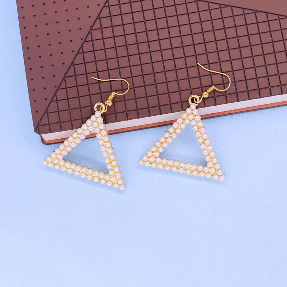 Custom Metal Gold Plating Imitation Pearl Triangles Shape Dear Delta Diva DST Earrings Sorority Ear Ring Jewelry for Gift