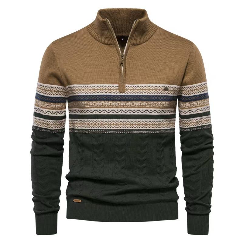 Men’s Euro Fit Stand Collar Half Zip Knit Sweater