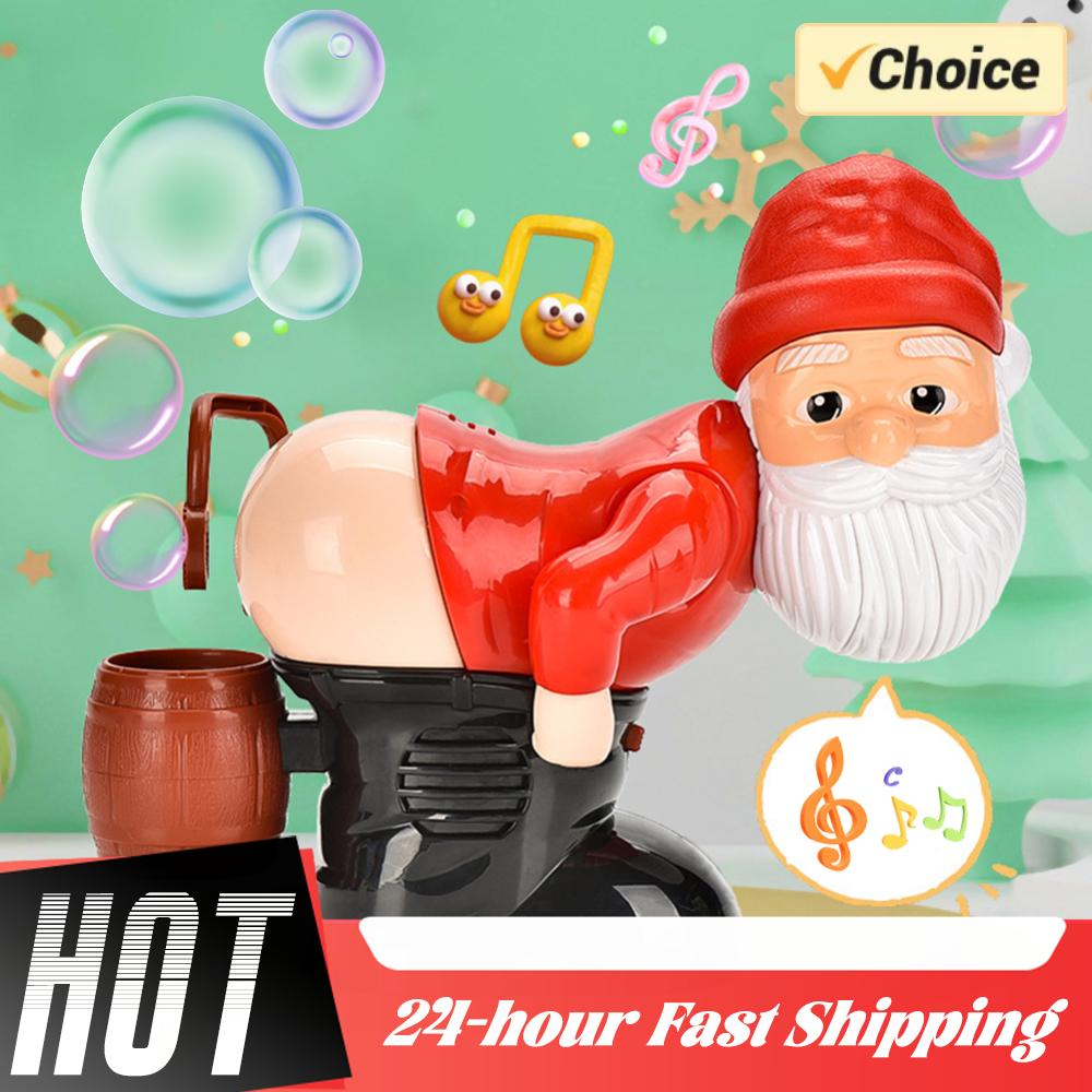 Festive Christmas Fun Santa Claus Bubble Machine with Music & Light Farting Soap Bubble Toy Novelty Xmas Kids Unique Gift