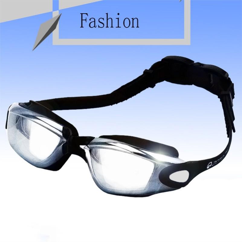 Waterproof Adult Swimming Glasses With Electroplated Clear Lenses And Silicone Strap